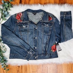 A.N.A Jean Jacket w/ Rose Embroidery Size XL